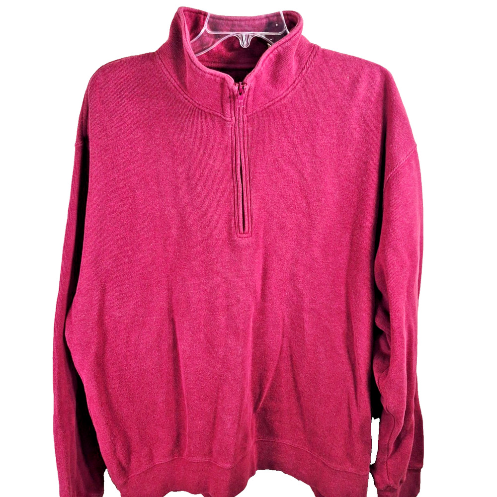 Orvis Men's Quarter Zip Sweatshirt Pullover Maroon Red Shacket Men's Size Large